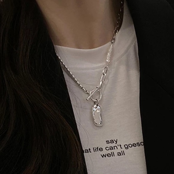 NEW 925 STERLING SILVER IRREGULAR PEAR NECKLACE, NICE NECKLACE, CUTE NECKLACE - Picture 4 of 6